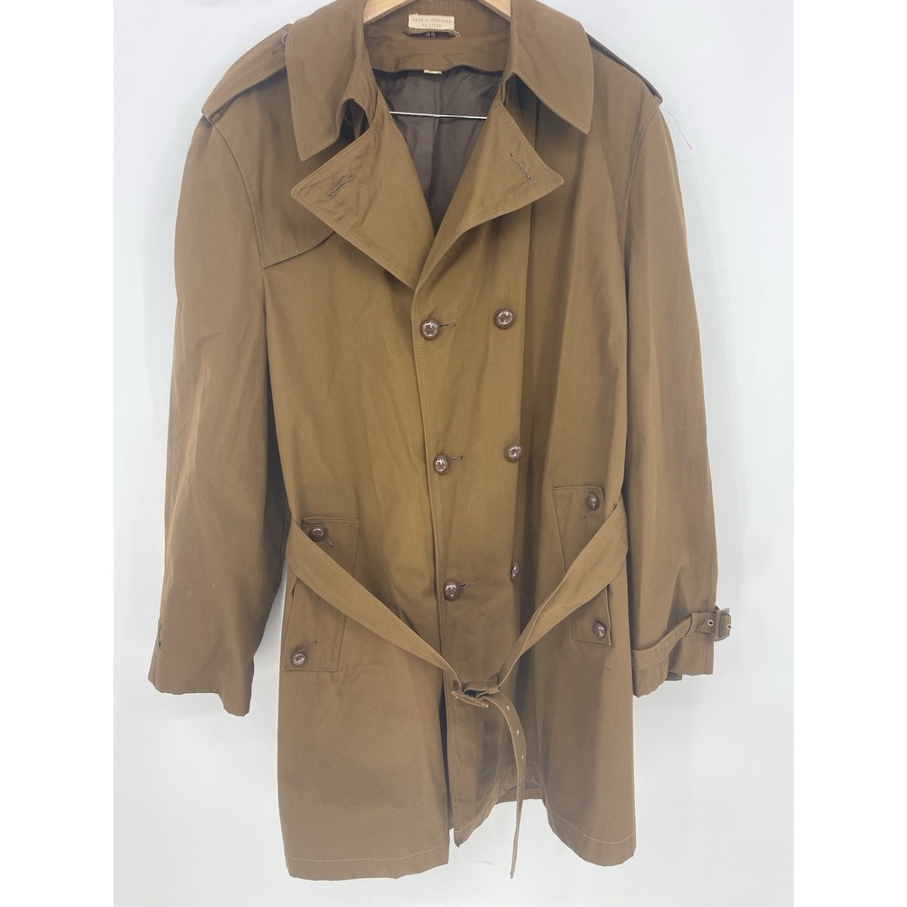 Vintage Mcallister Lined Men's Trench All-Weather Coat Cotton Blend Size 44 Rare